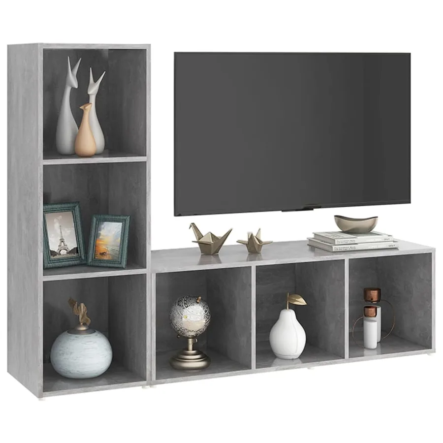 Meubles TV 2 pcs Gris béton 107x35x37 cm Bois d'ingénierie - 3