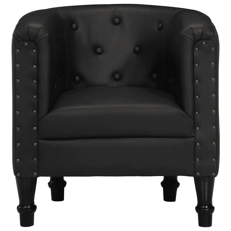 Chaise cabriolet noir cuir véritable - 2