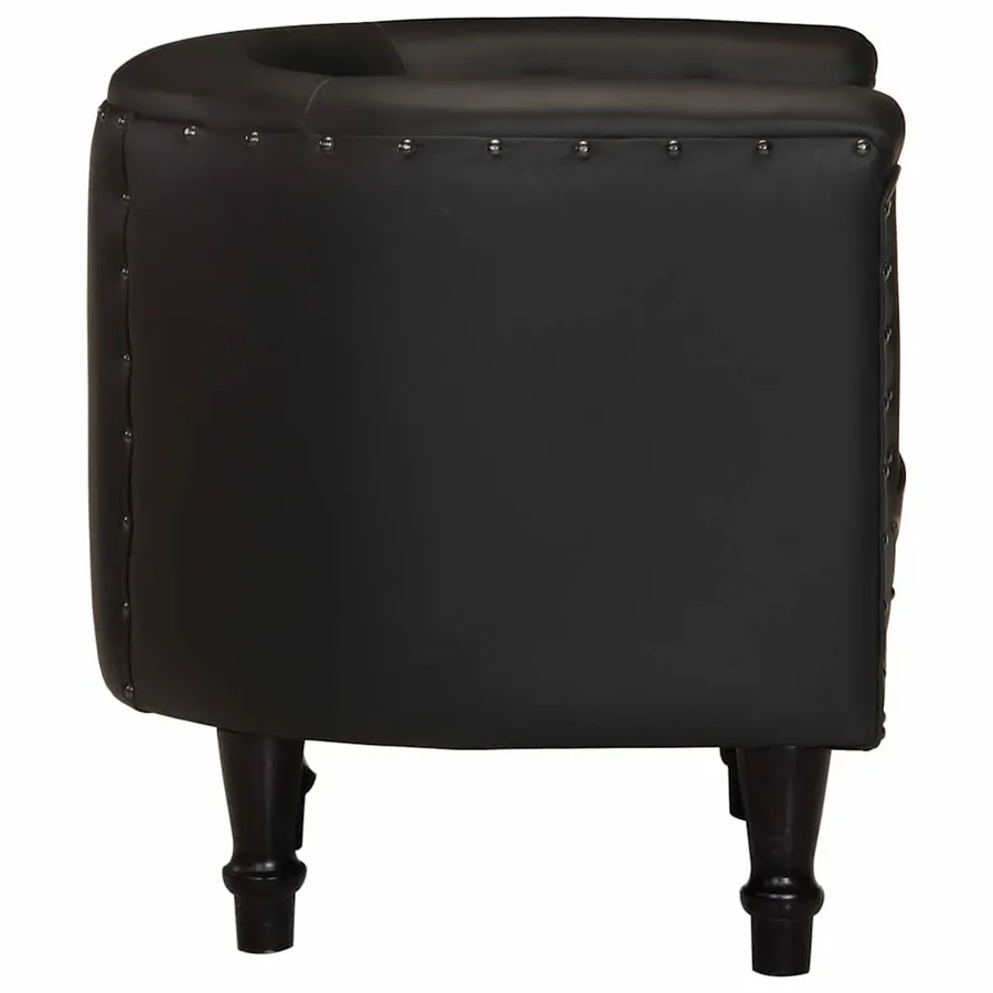 Chaise cabriolet noir cuir véritable - 3