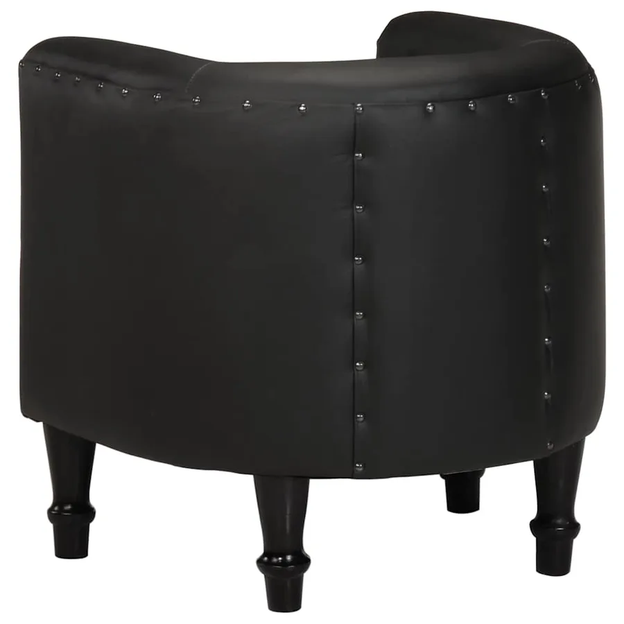 Chaise cabriolet noir cuir véritable - 4