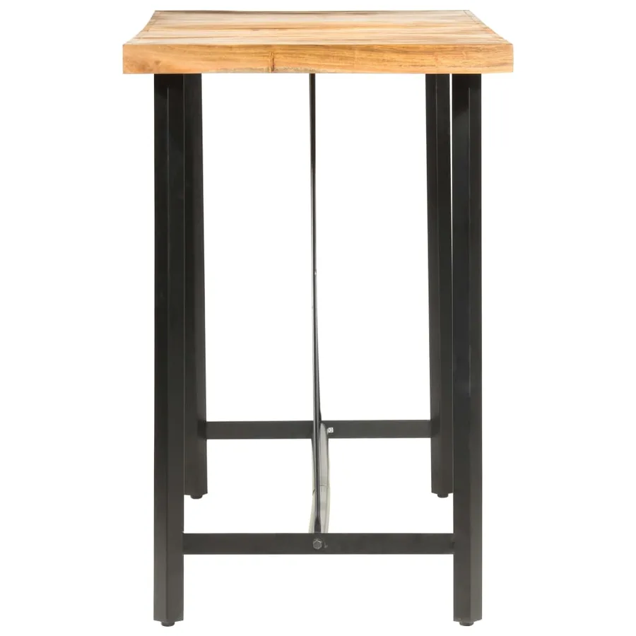 Ensemble de bar 9 pcs Bois d'acacia solide et cuir véritable - 3