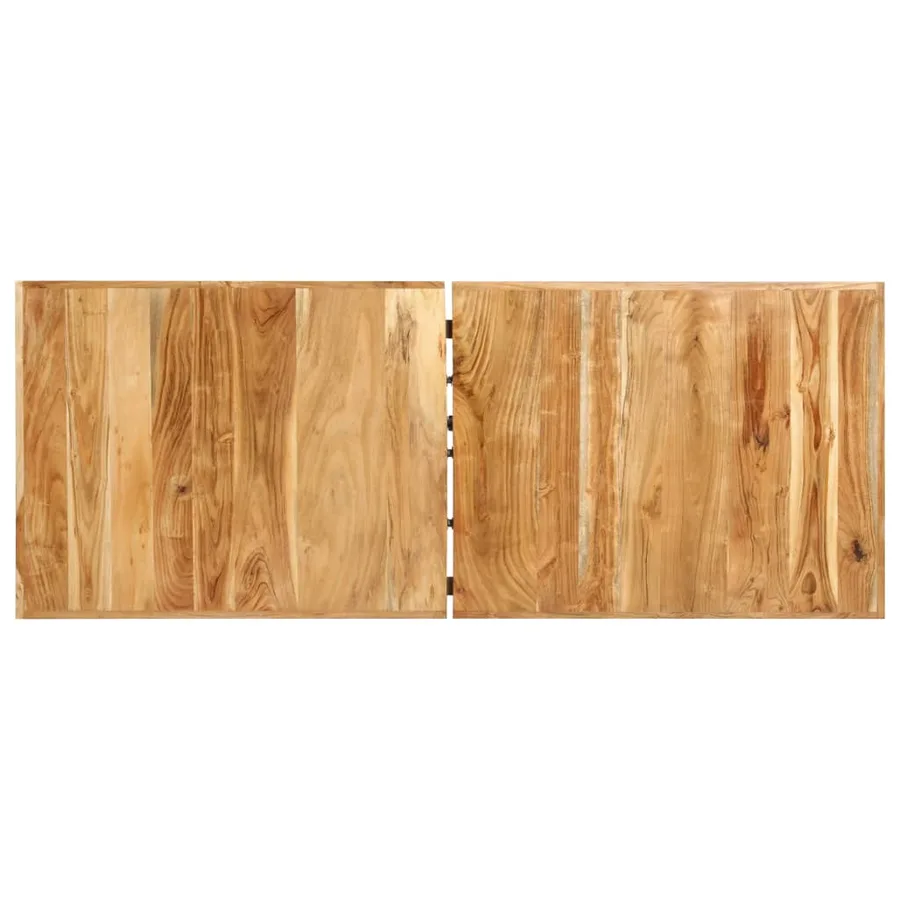 Ensemble de bar 9 pcs Bois d'acacia solide et cuir véritable - 4