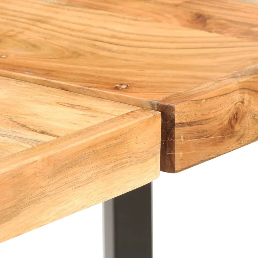 Ensemble de bar 9 pcs Bois d'acacia solide et cuir véritable - 5
