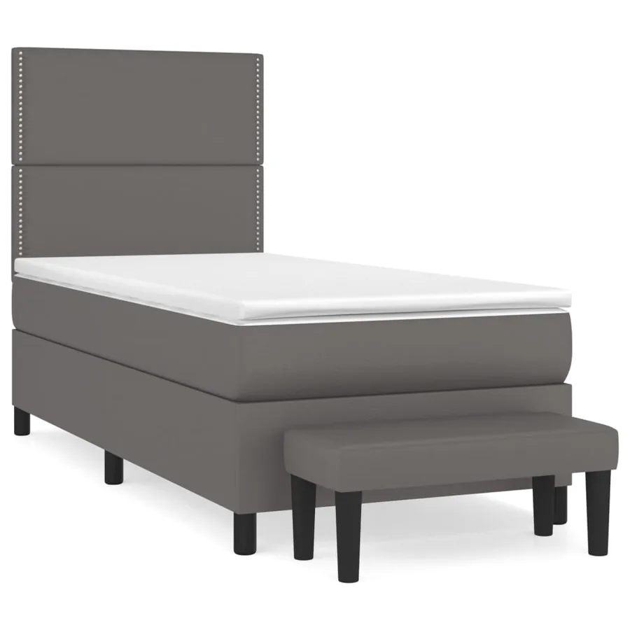 Sommier à lattes de lit avec matelas Gris 90x200 cm Similicuir - 2
