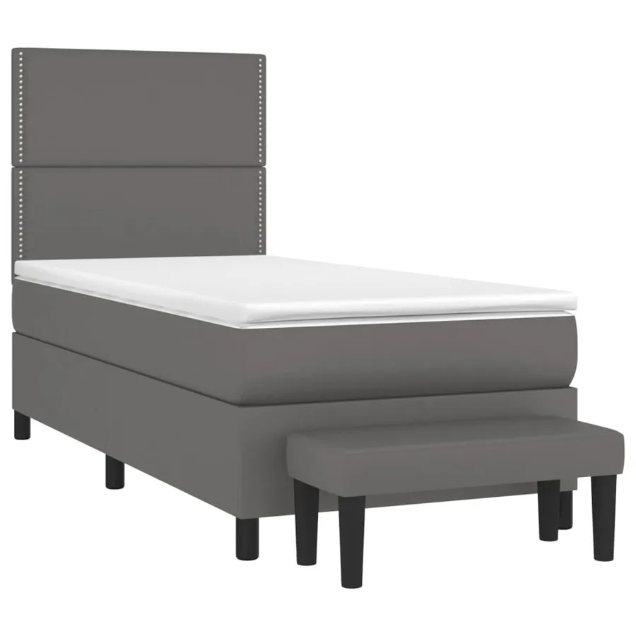 Sommier à lattes de lit avec matelas Gris 90x200 cm Similicuir - 3