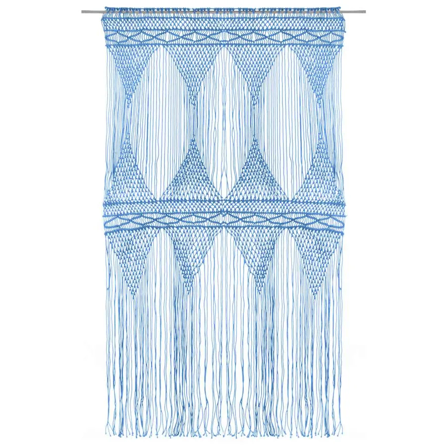 Rideau en macramé Bleu 140x240 cm Coton - 2
