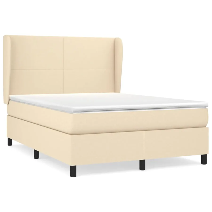 Sommier à lattes de lit avec matelas Crème 140x190 cm Tissu - 2