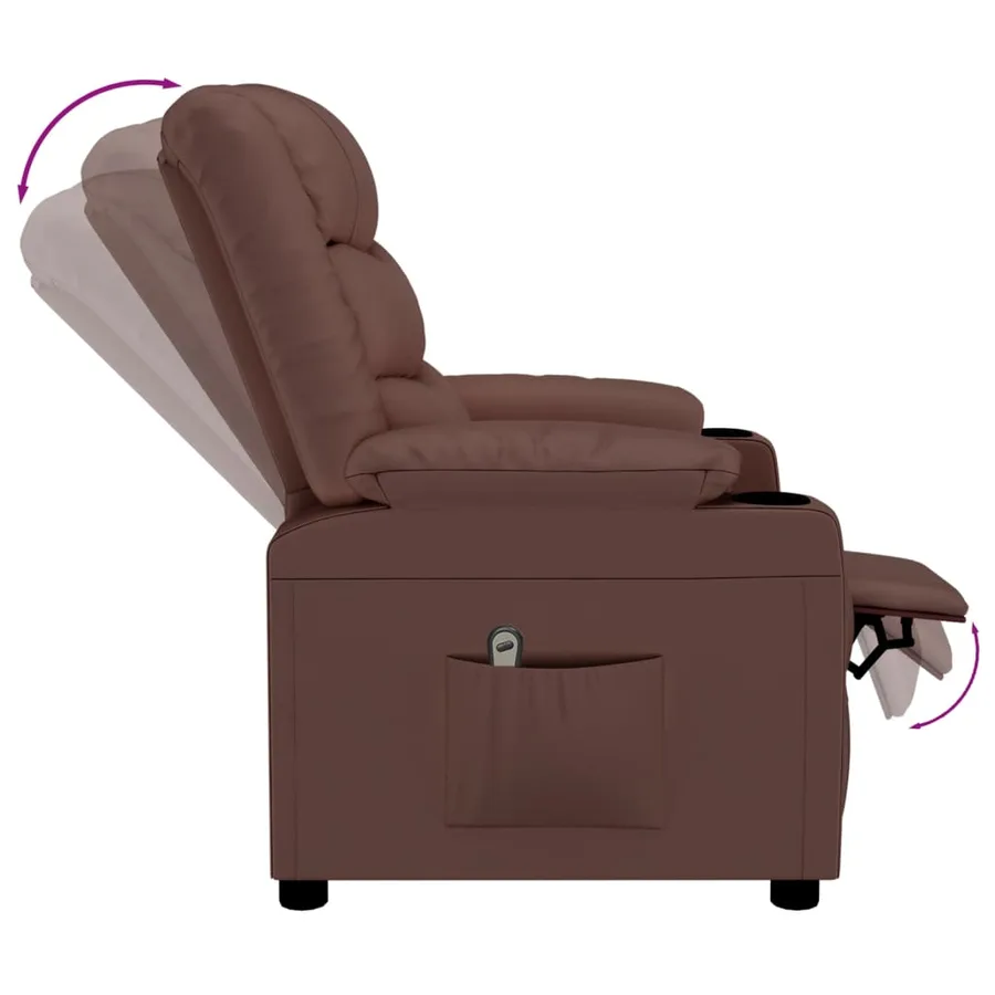 Fauteuil inclinable électrique Marron Similicuir - 7
