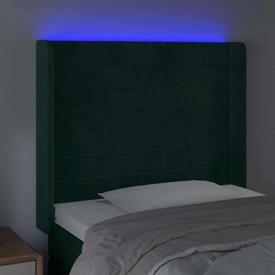 Tête de lit à LED Vert foncé 83x16x118/128 cm Velours - 4
