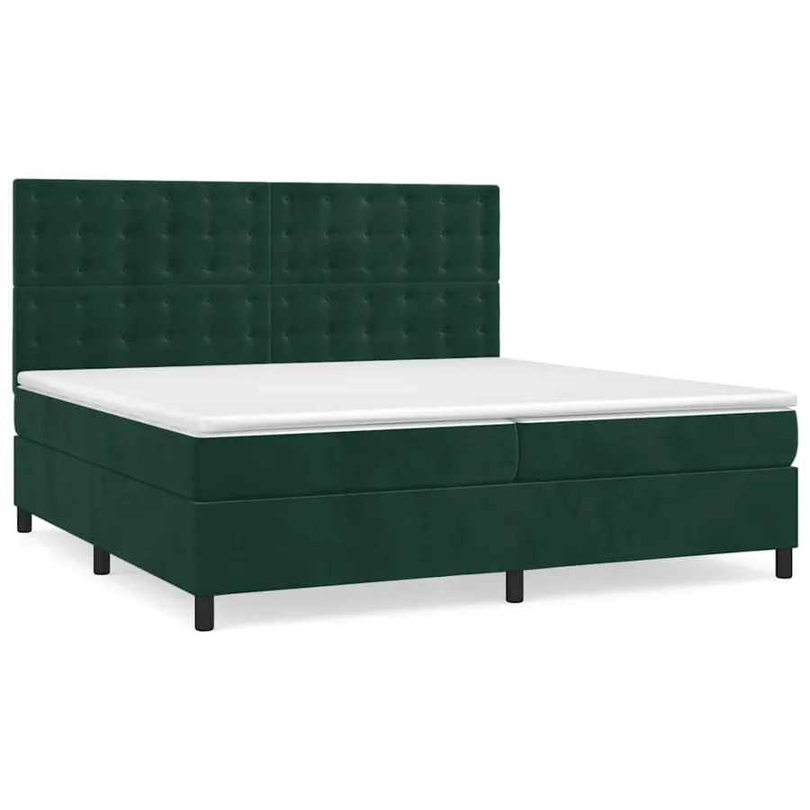 Sommier à lattes de lit et matelas Vert foncé 200x200cm Velours - 2