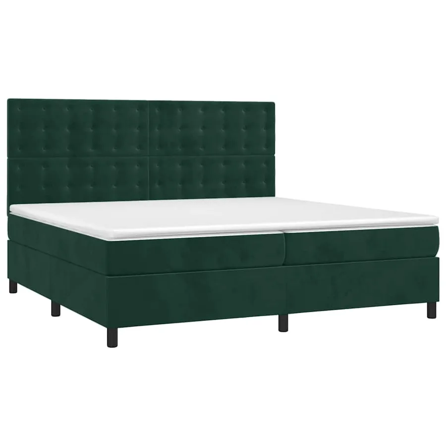 Sommier à lattes de lit et matelas Vert foncé 200x200cm Velours - 3