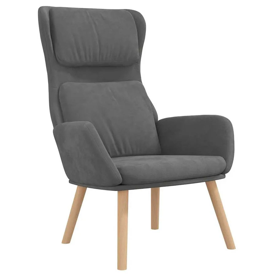 Chaise de relaxation avec tabouret Gris foncé Velours - 3