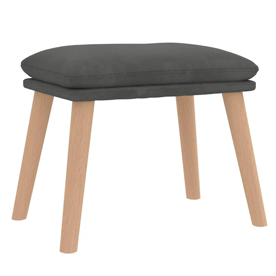 Chaise de relaxation avec tabouret Gris foncé Velours - 4
