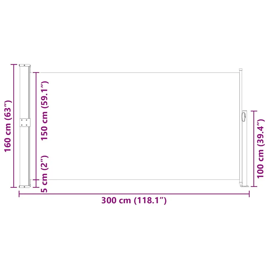 Auvent latéral rétractable de patio 160 x 300 cm Marron - 12