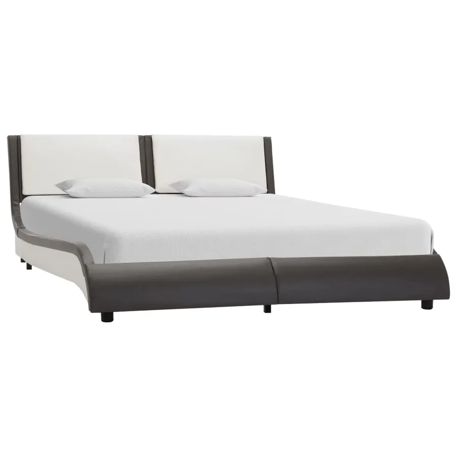 Cadre de lit avec LED sans matelas Gris et blanc 120 x 190 cm - 2