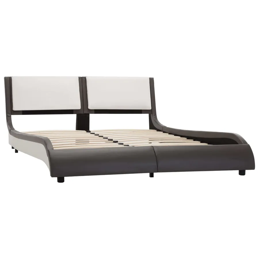 Cadre de lit avec LED sans matelas Gris et blanc 120 x 190 cm - 4