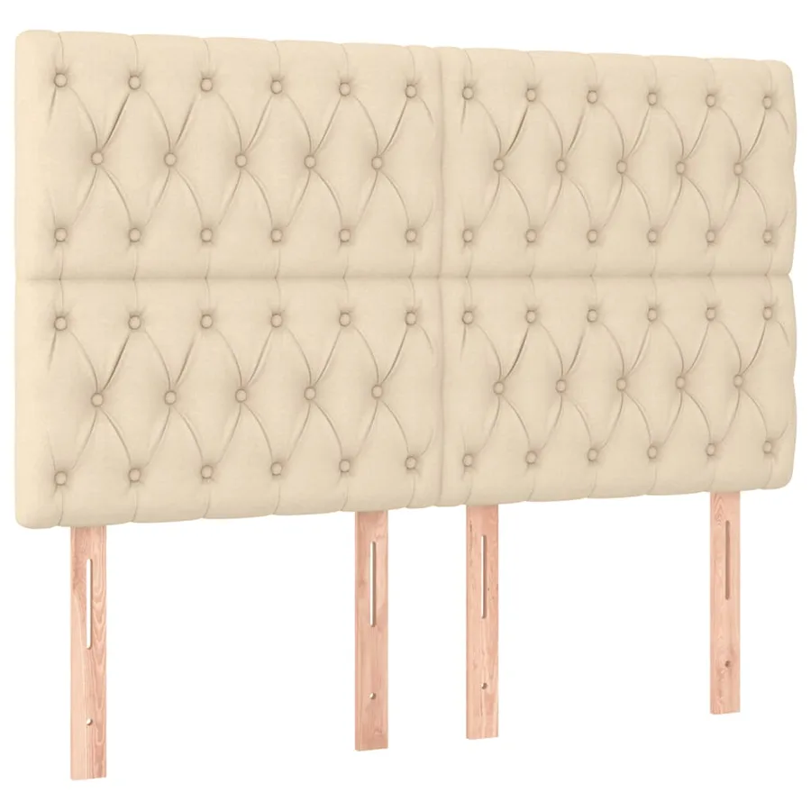 Sommier à lattes de lit et matelas et LED Crème 140x190cm Tissu - 7