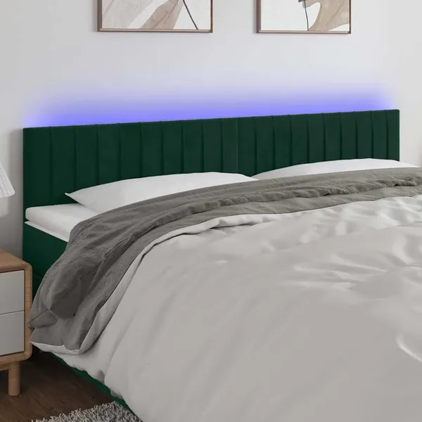 Tête de lit à LED Vert foncé 160x5x78/88 cm Velours