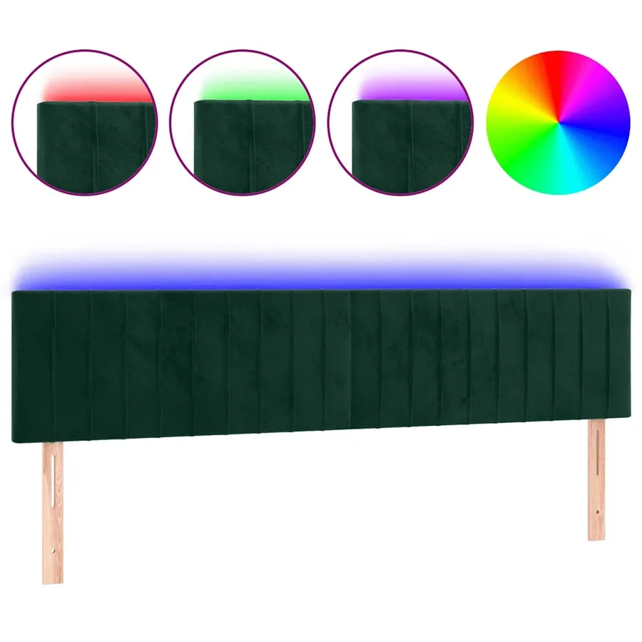Tête de lit à LED Vert foncé 160x5x78/88 cm Velours - 2