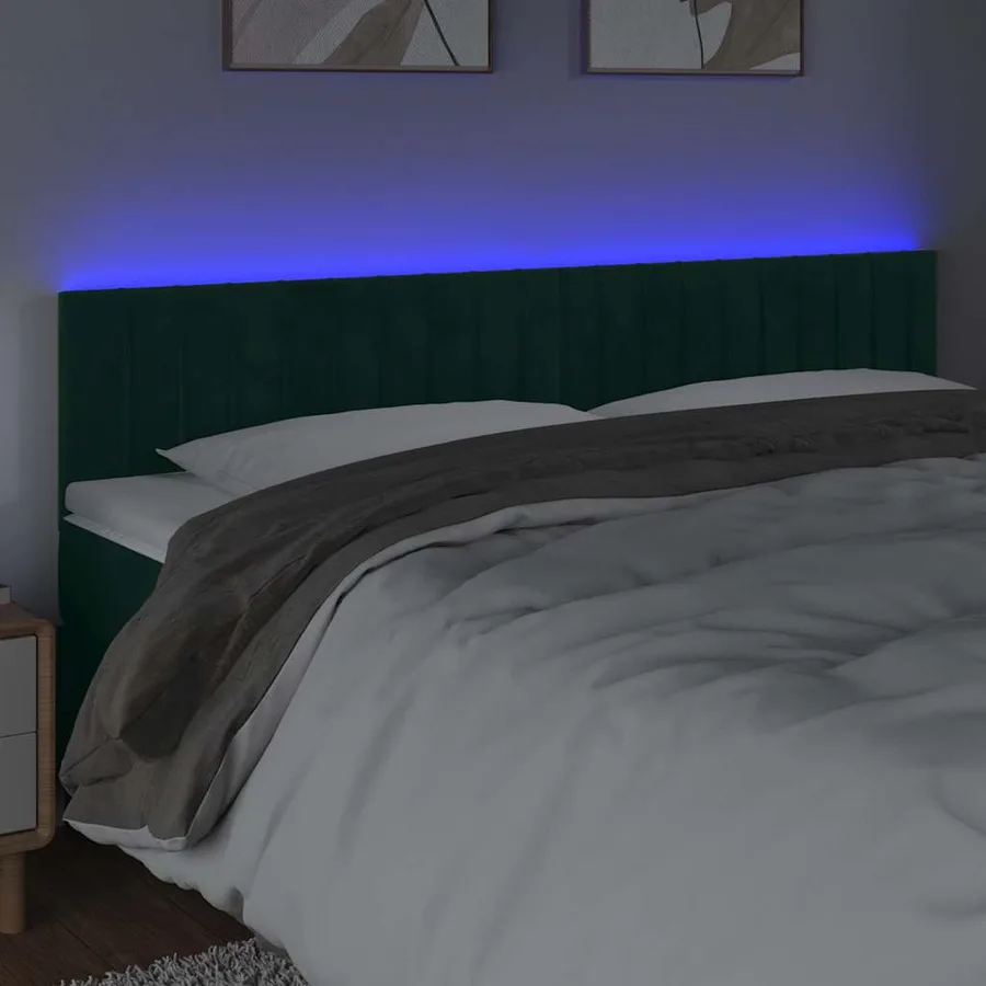 Tête de lit à LED Vert foncé 160x5x78/88 cm Velours - 3