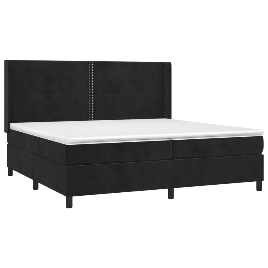 Sommier à lattes de lit matelas et LED Noir 200x200 cm Velours - 4