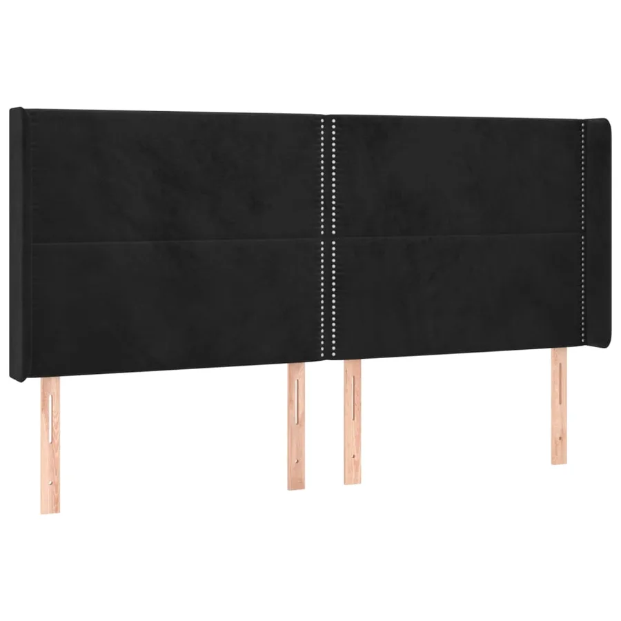 Sommier à lattes de lit matelas et LED Noir 200x200 cm Velours - 7