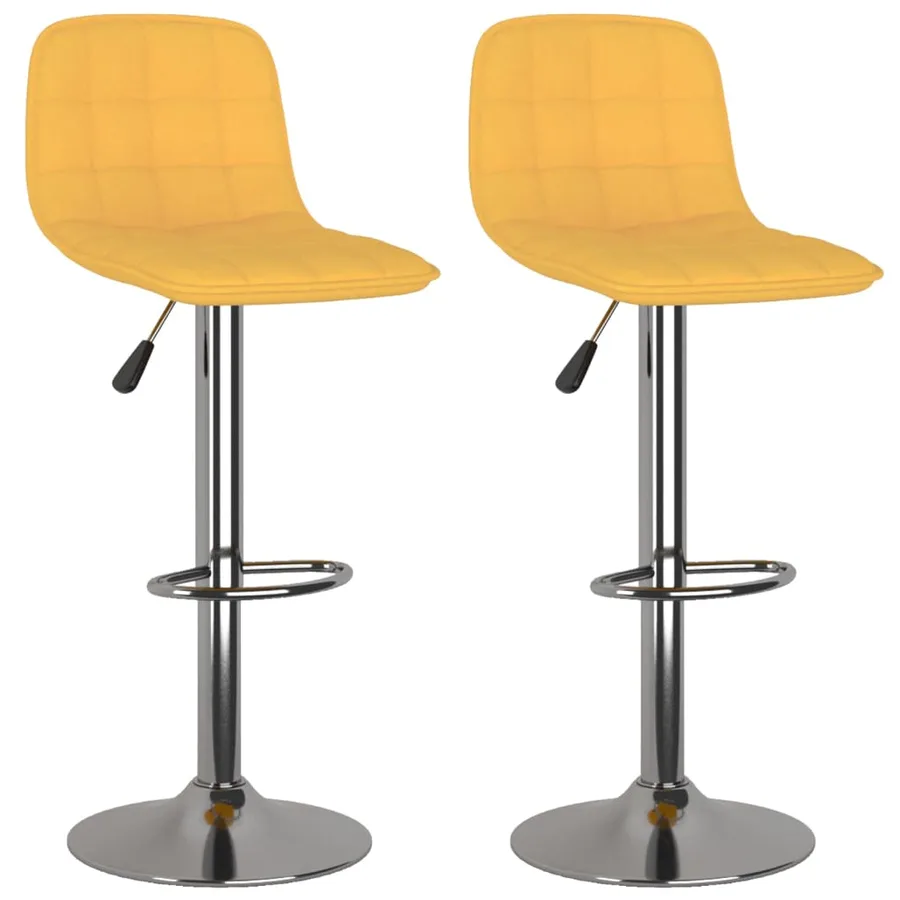 Tabourets de bar lot de 2 jaune tissu - 2