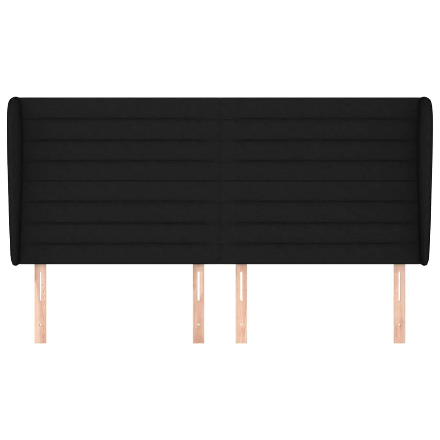 Tête de lit avec oreilles Noir 163x23x118/128 cm Tissu - 3