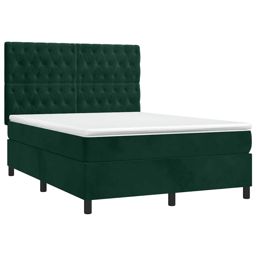 Sommier à lattes de lit matelas et LED Vert foncé 140x190 cm - 3
