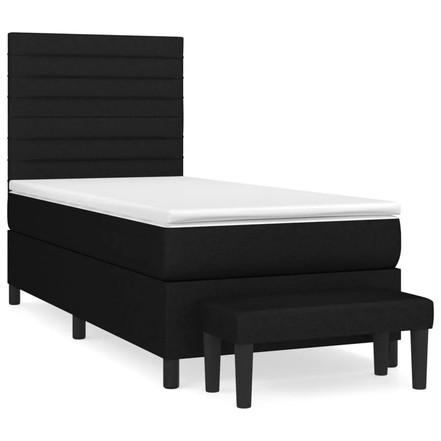 Sommier à lattes de lit avec matelas Noir 90x200 cm Tissu - 2