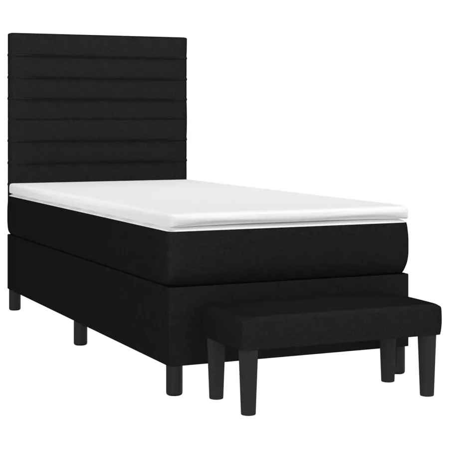 Sommier à lattes de lit avec matelas Noir 90x200 cm Tissu - 3