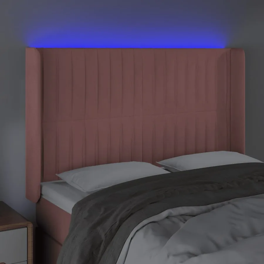 Tête de lit à LED Rose 147x16x118/128 cm Velours - 4