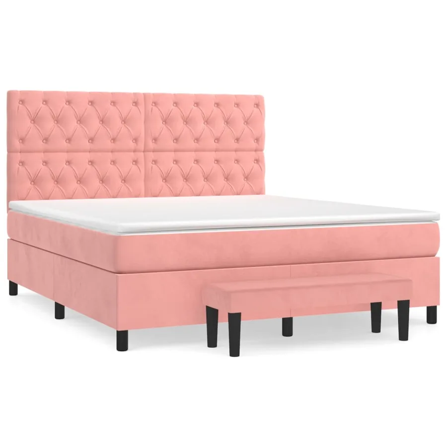 Sommier à lattes de lit avec matelas Rose 160x200 cm Velours - 2