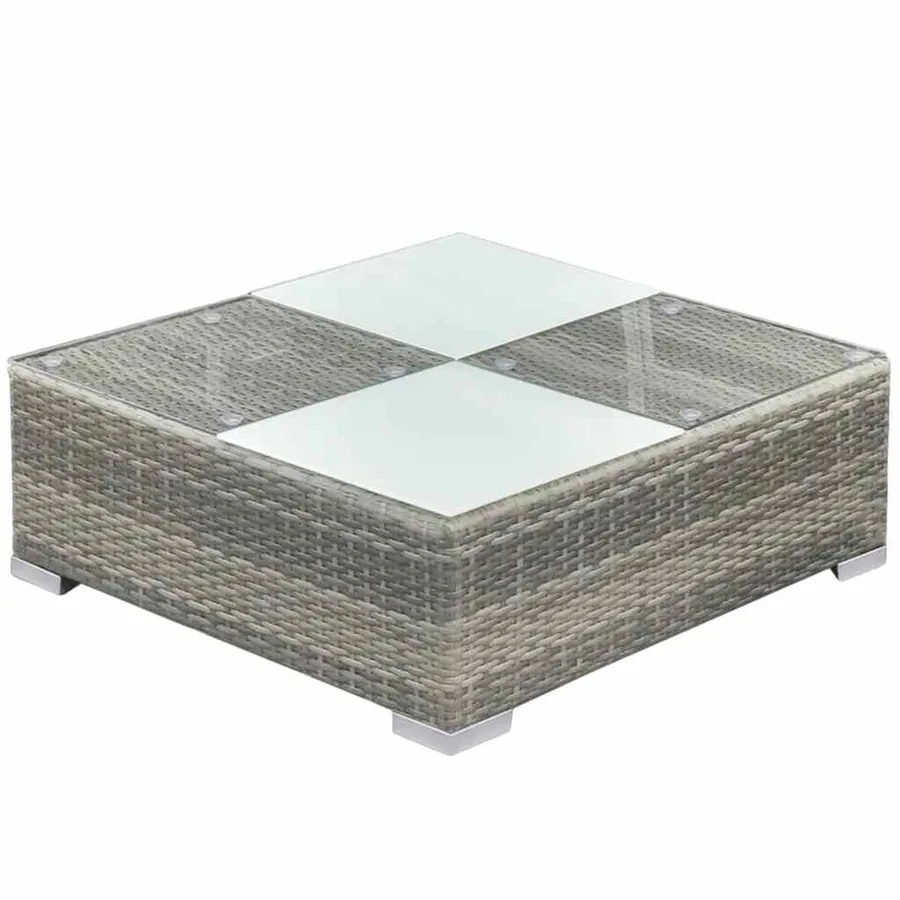 Salon de jardin 6 pcs avec coussins résine tressée gris - 5