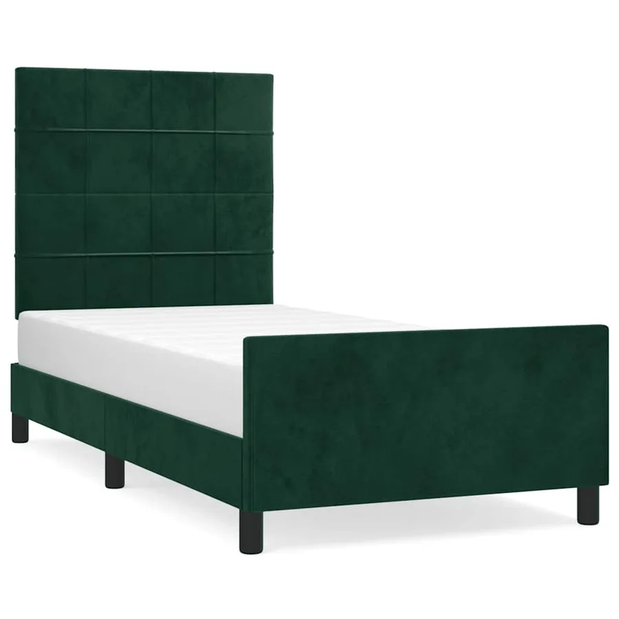 Cadre de lit sans matelas vert foncé 120x200 cm velours - 2