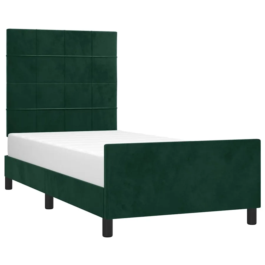 Cadre de lit sans matelas vert foncé 120x200 cm velours - 3