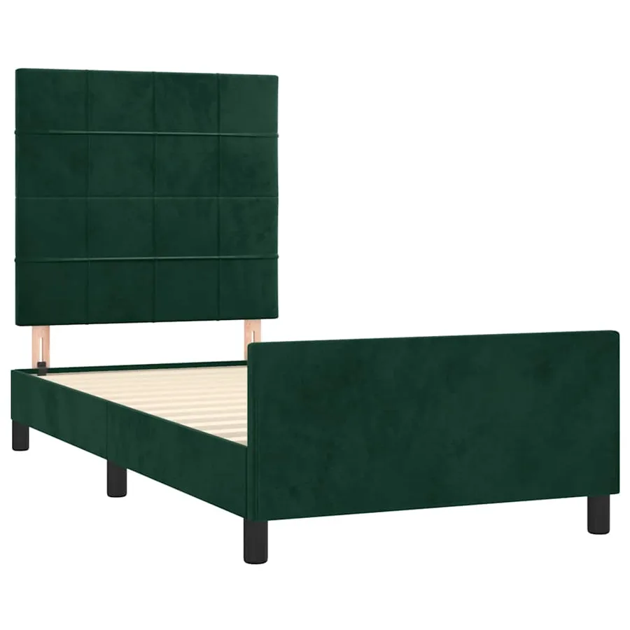 Cadre de lit sans matelas vert foncé 120x200 cm velours - 4