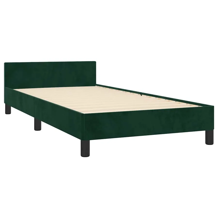 Cadre de lit sans matelas vert foncé 120x200 cm velours - 5