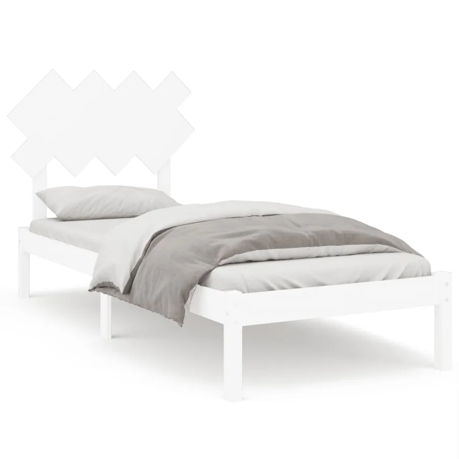 Cadre de lit sans matelas blanc 90x190 cm bois massif - 2