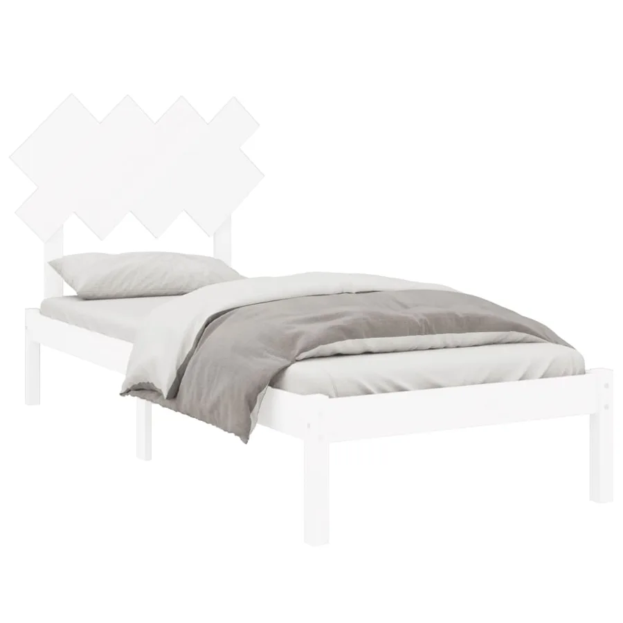 Cadre de lit sans matelas blanc 90x190 cm bois massif - 3