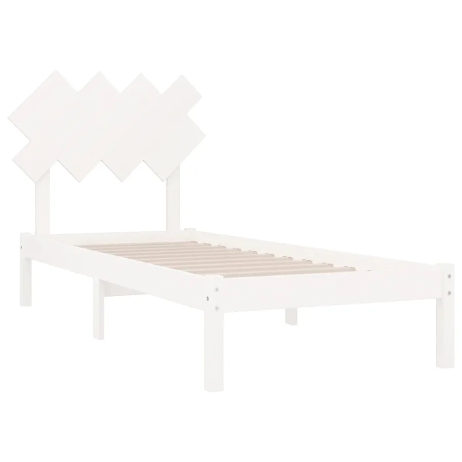 Cadre de lit sans matelas blanc 90x190 cm bois massif - 4