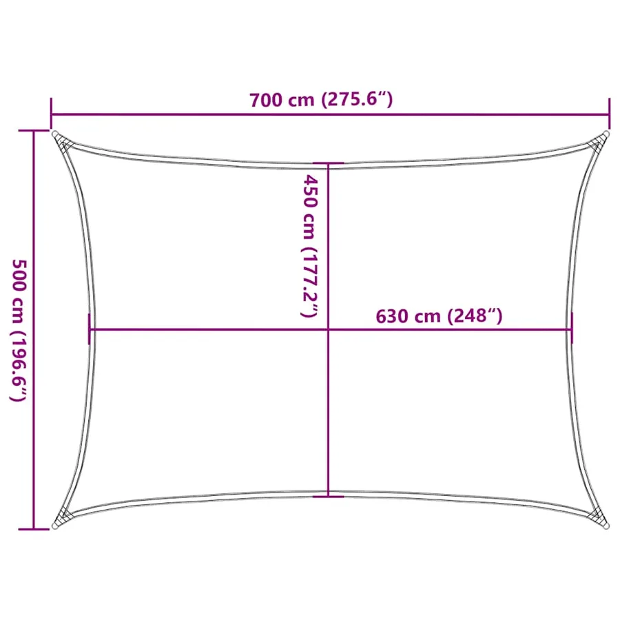 Voile d'ombrage 160 g/m² Rouge 5x7 m PEHD - 10