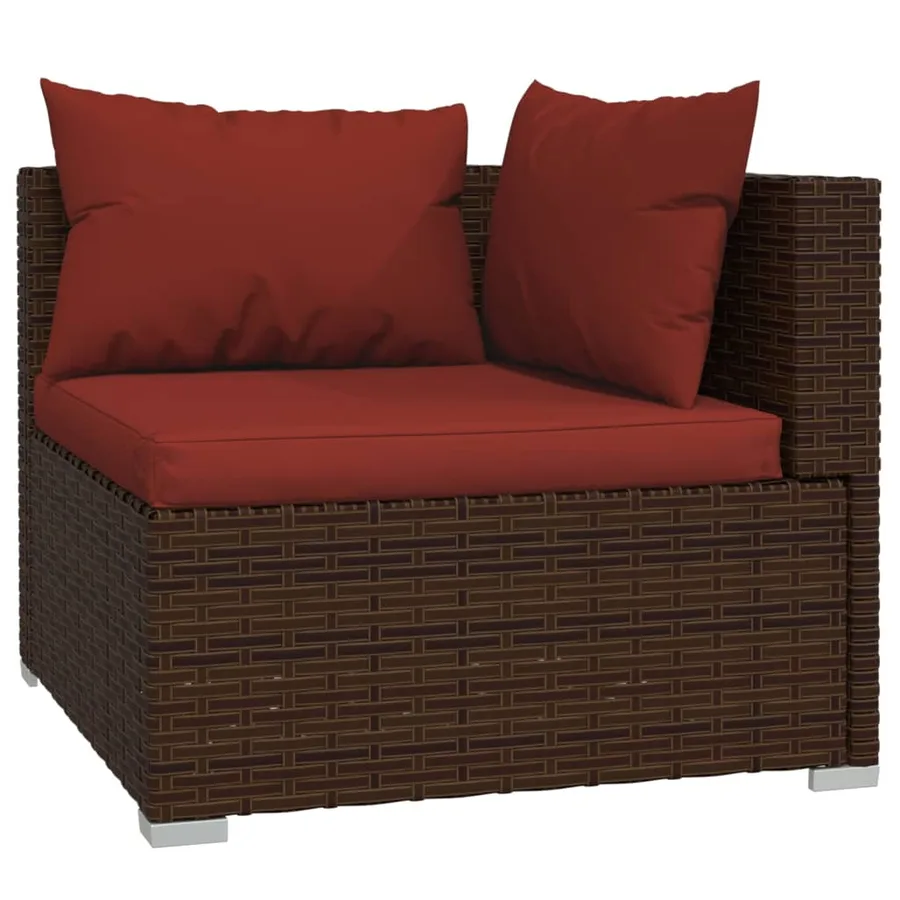Salon de jardin 11 pcs avec coussins marron résine tressée - 3