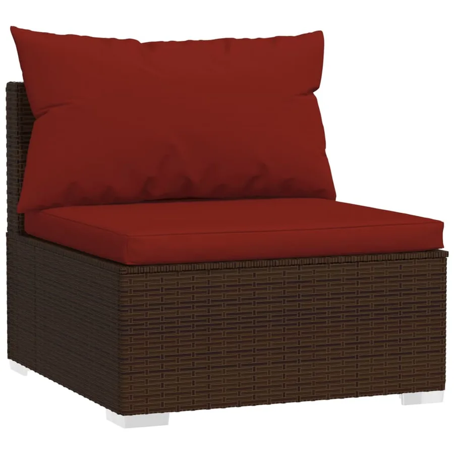 Salon de jardin 11 pcs avec coussins marron résine tressée - 4