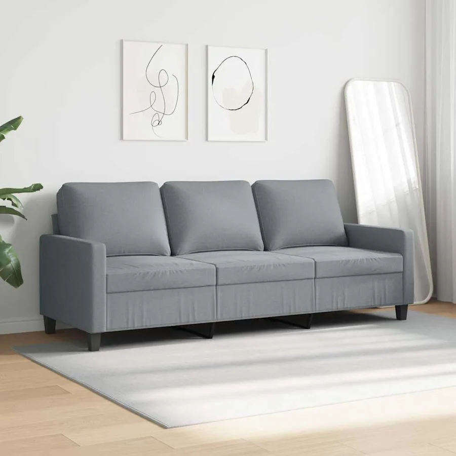 Canapé à 3 places Gris clair 180 cm Tissu - 3