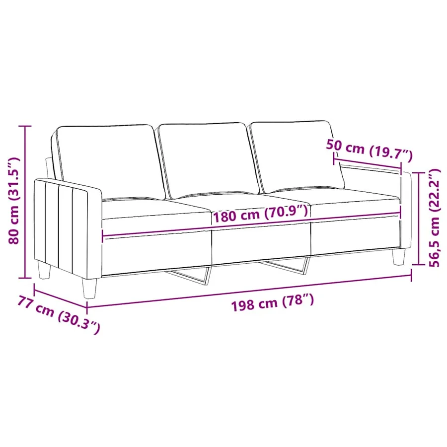 Canapé à 3 places Gris clair 180 cm Tissu - 9