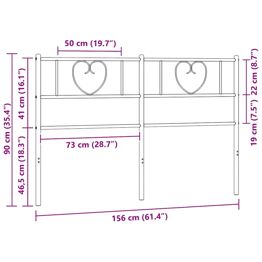 Tête de lit de remplacement métal noir 150 cm - 7