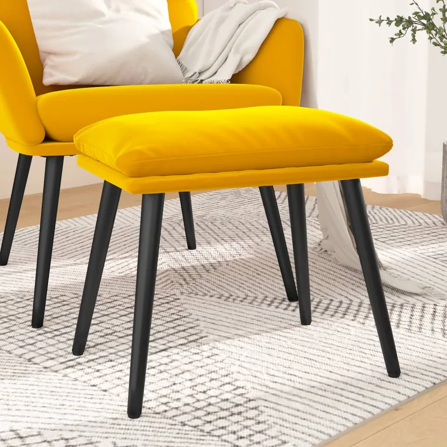 Repose-pied Jaune moutarde 45x29,5x35 cm Velours