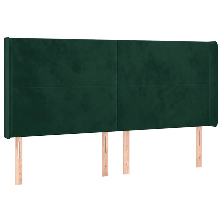 Tête de lit avec oreilles Vert foncé 203x16x118/128 cm Velours - 2