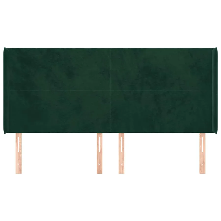 Tête de lit avec oreilles Vert foncé 203x16x118/128 cm Velours - 3